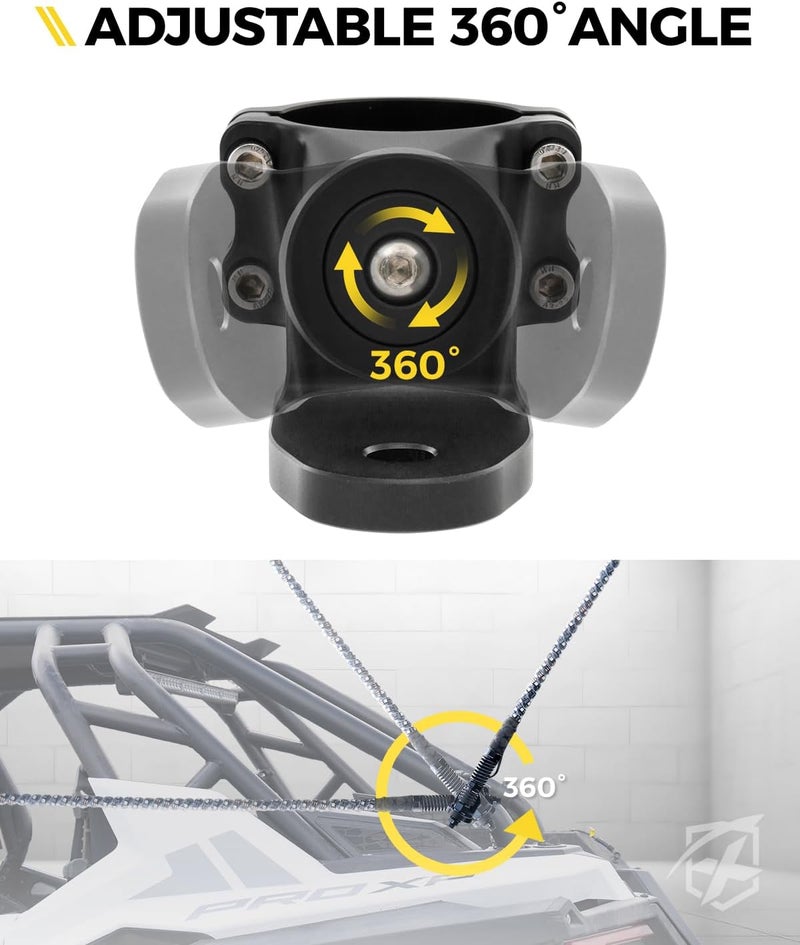 Xprite حامل علم ثقيل، حامل ضوء خفيف، سبائك الألمنيوم CNC 6061، حامل ضوء قابل للتعديل بسرعة 360°، متوافق مع Polaris Rzr XP Can-Am x3، ملحقات ATV من 1.75" إلى 2" - Image 2